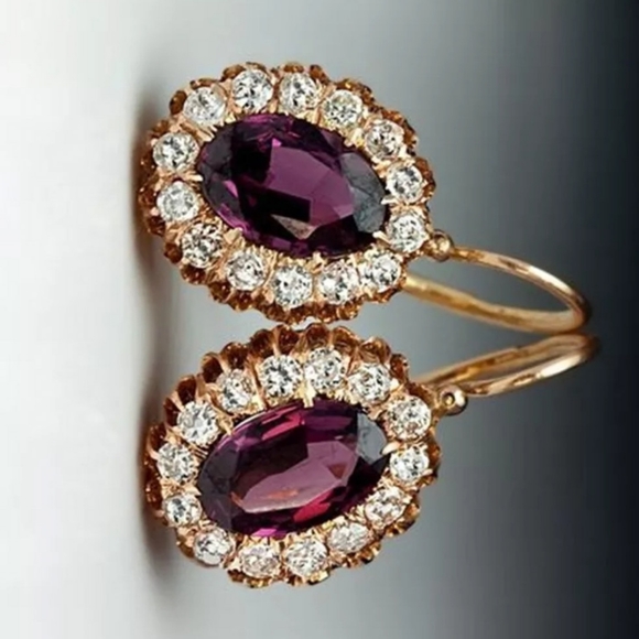 π18k Garnet Diamond Accent Earrings - Picture 2 of 5